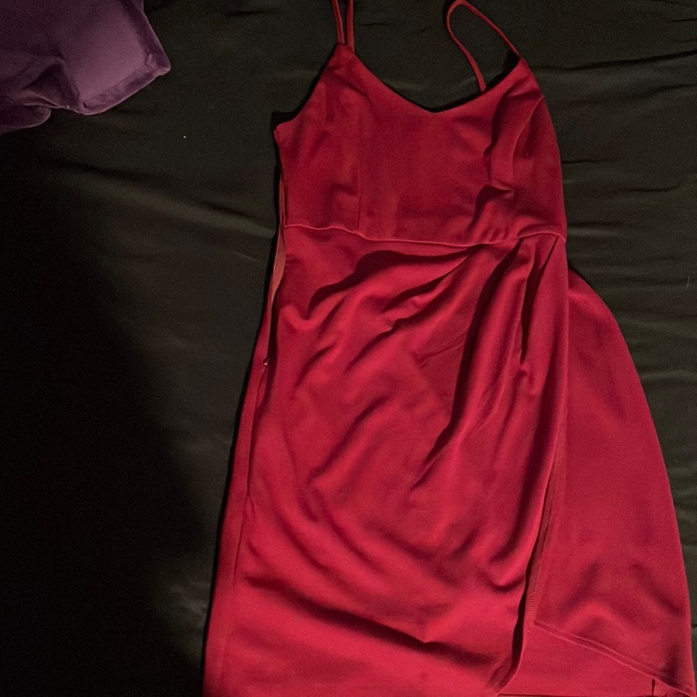 Red, spaghetti strapped dress